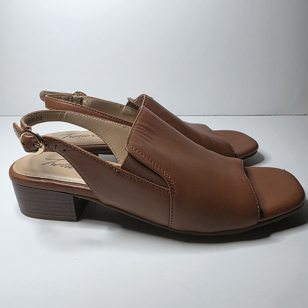 Trotters Nila Leather Slingback Heels – Size 6.5 Medium Luggage Color - Picture 4 of 11